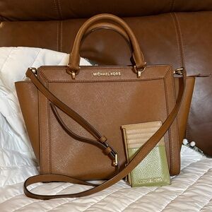 Michael Kors Tan Leather Satchel and Wallet